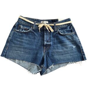 Zara Tie Waist Blue Denim Jean Booty Preppy Shorts